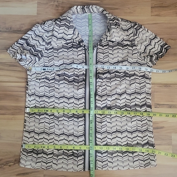 Vintage 70s Abstract Print Open Front Blouse M - Picture 10 of 10